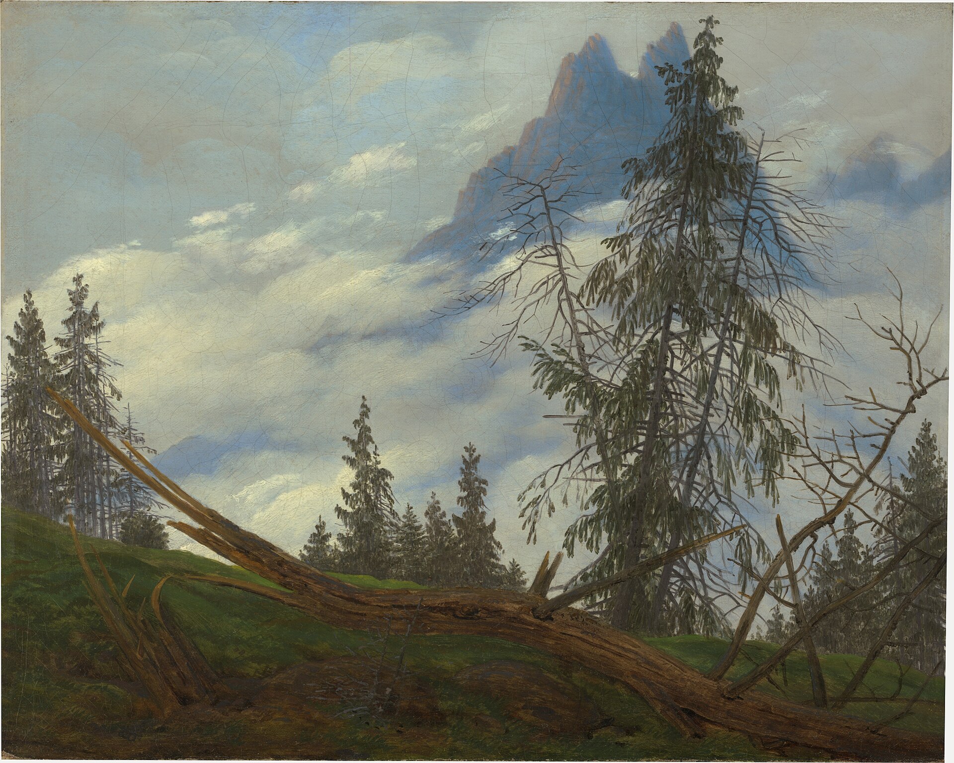 Berggipfel mit ziehenden Wolken Mountain Peak with Drifting Clouds